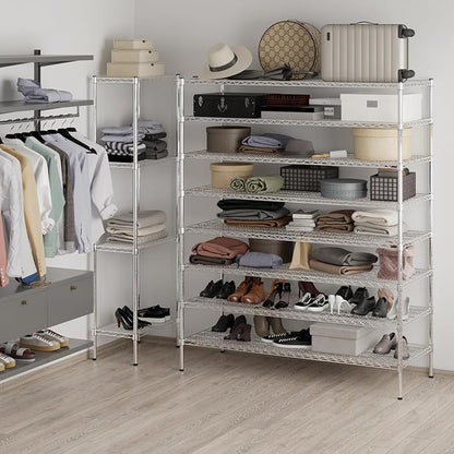 24" Deep x 60" Wide x 74" Height Wire Shelving Kit | 8-Tier | NSF Commercial Storage Rack Unit