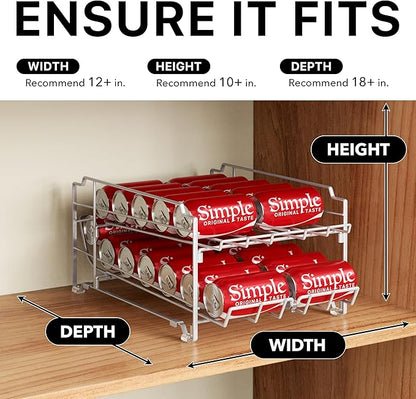 Simple Houseware Dual Row Front Loading Stackable Can Dispenser, White