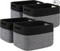 4 Pack Storage Baskets for Organizing, Woven Baskets for Shelves - Perfect for Toys, Books, Towels, and Clothes, Durable Gift Basket Bins Toy Storage, 12.7''Lx9''Wx7.8''H, Dark Grey and Black