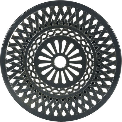 VIVIJASON 24" Patio Cast Aluminum Lazy Susan Turntable, 360° Rotating Display Tray for Outdoor Dining Table, Spinning Rotating Food Server Party Centerpieces with Umbrella Hole, Lattice Style