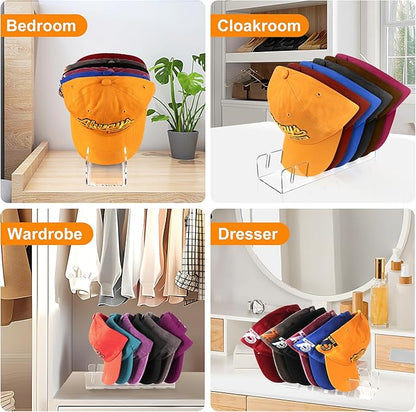 Baseball Caps Hat Stand & Holder Organizer, Acrylic No-Install Rack Closet Display, Storage for 14 Caps (2 Pack)