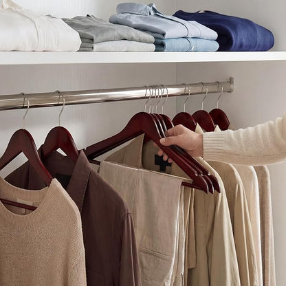 StorageWorks Wooden Hangers 30 Pack, Wood Coat Hangers for Closet, Heavy Duty Clothes Hangers for Suits, Shirts, Pants, Jackets, Dark Cherry Color