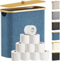 Lifewit Toilet Paper Storage Holder for 12 to 16 Rolls, Free Standing Toilet Paper Basket Stand with Bamboo Lid, Collapsible Fabric Bathroom Organizer Box for Mega Rolls, 30L, Extra Large, Dark Blue