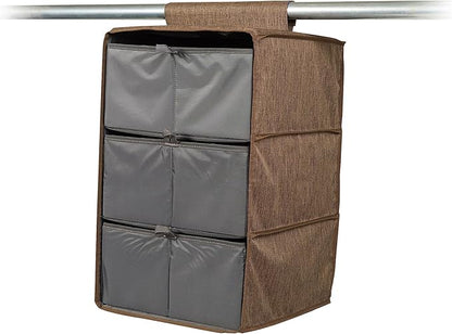 Covermates Keepsakes Hanging Closet Organizer Set – Heavy Duty Wardrobe Storage Shelves with Trays & Dividers – Vertical Dresser for Sweaters, Shoes, and Handbags, Brown Heather