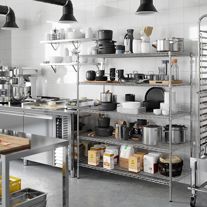 24" Deep x 54" Wide x 64" Height Wire Shelving Kit | 5-Tier | NSF Commercial Storage Rack Unit