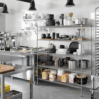 24" Deep x 54" Wide x 64" Height Wire Shelving Kit | 5-Tier | NSF Commercial Storage Rack Unit