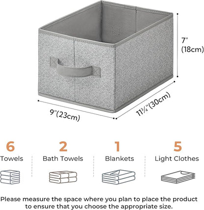 GRANNY SAYS Small Closet Storage Bins for Shelves, Storage Basket with Handles, Collapsible Storage Boxes, Decorative Organizers for Living Room Bookshelf, Gray, Small, 3-Pack