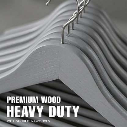 Utopia Home Premium Wooden Hangers 20 Pack - Durable & Slim Coat Hanger - Suit Hanger with 360-Degree Rotatable Hook - Wood Hangers with Shoulder Grooves (Grey Color)