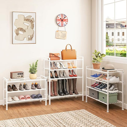 5 Tier Shoe Rack,Metal Shoe Storage Organizer Shelf for Closet,Entryway, Garage,Narrow Space(White, 5 Tier)