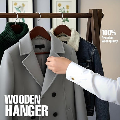 Utopia Home Premium Wooden Hangers 30 Pack - Durable & Slim Coat Hanger - Suit Hangers with 360-Degree Rotatable Hook - Wood Hangers with Shoulder Grooves (Brown)