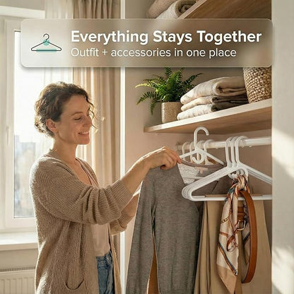 DEILSY™ Heavy Duty Plastic Hangers 50 Pack - Extra Heavy Duty Hangers for Clothes, Thick White Plastic Hangers, Strong Clothes Hangers with Hook for Scarves & Belts