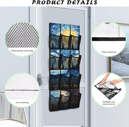 Generic Starry Night Over Door Storage Organizer Wear-Resistant Over The Door Storage Organizer Laundry Space Saving Hanging Closet Organizer for Small Apartments College Dorm
