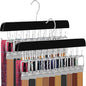 TOPIA HANGER 40 Hooks Belt Tie Hanger Space Saving for Closet, 2 IN 1 Belt Ties Racks Max 60 Belts with 60 Ties Capacity, Curved with Flat Hooks for Belts,Ties,Bras,Closet Organizers and Storage CT70B
