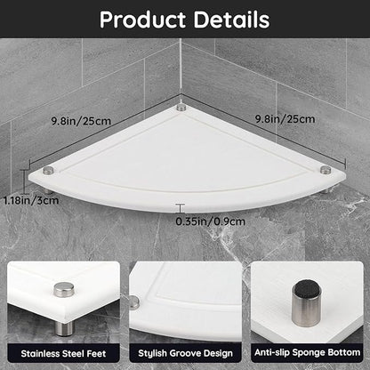 Segbeauty Fast Drying Corner Counter Shelf, 9.85in Instant Dry Corner Sink Organizer Diatomite Tray, Water Absorbent Tray for Bathroom Counter Decor, Side Countertop Organizer for Soap Dispenser