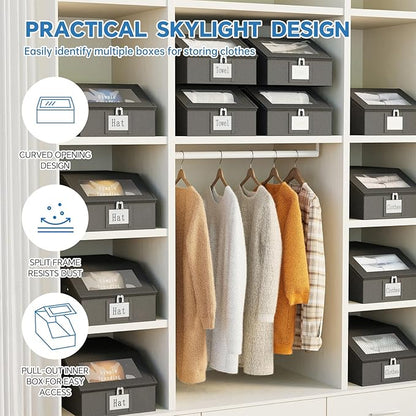 Simple Trending Hat Organizer for Baseball Caps, 2PCS Stackable Storage with Clear Window Lid,Hat Box for Closet, Holds up to 24 Caps Hat Organizer for Closet,Black