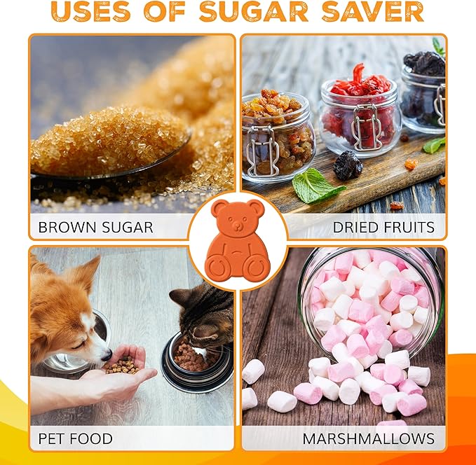 ENOLVO Brown Sugar Bear - Terra Cotta Brown Sugar Keeper & Brown Sugar Saver Disc, Reusable Terracotta Softener Stone to Keep Brown Sugar Soft in Container - 1 Pack
