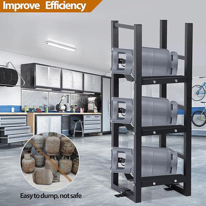 Refrigerant Tank Rack 3x30lb, Stable Refrigerant Cylinder Tank Rack, Cylinder Rack Sufficient Storage for Freon, Gases, Oxygen, Nitrogen, Acetylene