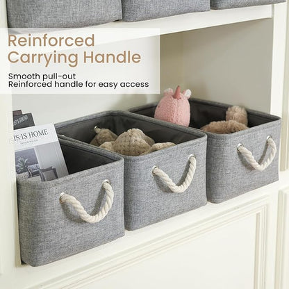 Storage Baskets for Shelves 13.8x9.8x6.7 Inch, Foldable Fabric Storage Bins with Handles, Small Storage Baskets for Organizing Closet, Office, Home Organization (3-Pack, Gray)