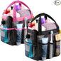 Lifewit Mesh Shower Caddy 2 Packs, Freestanding Portable Shower Tote Bag for Dorm, Bathroom, Gym, Travel, Quick Dry Hanging Organizer with 7 Storage Pockets for Toiletry Essentials, Black&Pink