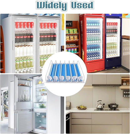 Drink Organizer for Fridge, 18.9x15.0x3.1in Soda Can Dispenser for Refrigerator, 6 Rows Adjustable Automatic Pusher Glide Drink Dispenser for Beer Beverages (Blue)