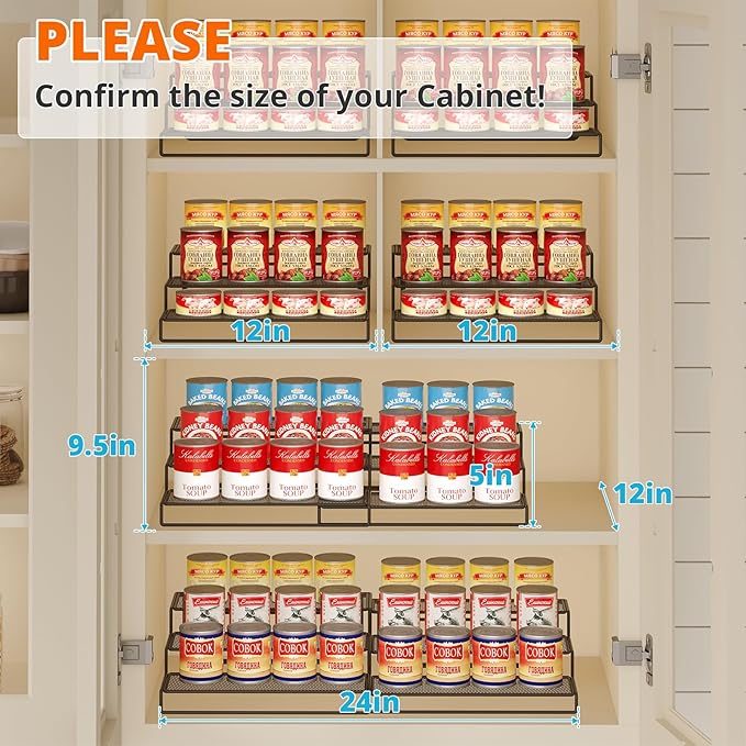 Dmevkic Expandable Can Organizer for Pantry,3-Tier Adjustable Can Organizers and Storage Holds Up to 24 Cans,Can Storage Rack for Pantry,Kitchen,Cabinet