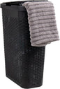 Mind Reader Slim Laundry Hamper with Lid, 40L Clothes Basket, Narrow Tapered Design with Ventilated Cutout Pattern, Plastic, Black