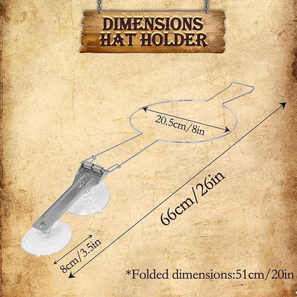 Car Hat Holder for Truck SUV – Suction Cup Cowboy Hat Rack for Car Windshield, Stainless Steel Hat Hanger Keeps Hats Shape, Vehicle Hat Organizer for Travel, Road Trips & Daily Commute