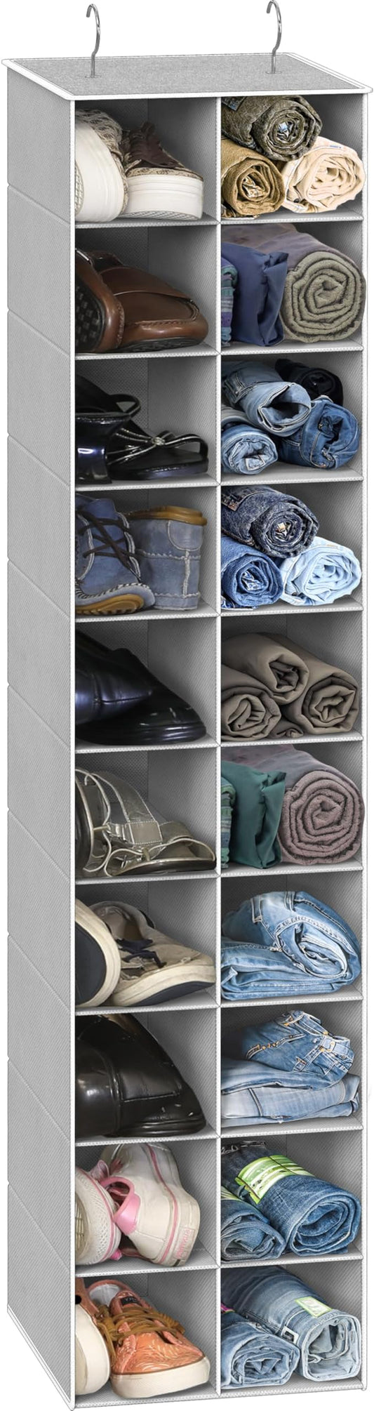 Simple Houseware 20 Section Shelves Hanging Shoes Organizer Holder for Closet, Gray