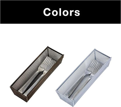 Smart Design Drawer Organizer - Steel Metal Mesh - Set of 6 (9 x 3 Inch, 6-Pack, Bronze)