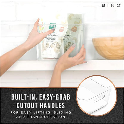 BINO | Plastic Organizer Bins, X-Large - 4 Pack | The SOHO Collection | Multi-Use Organizer Bins | Pantry & Freezer Bin | Plastic Storage Containers | Bin for Home & Kitchen Org