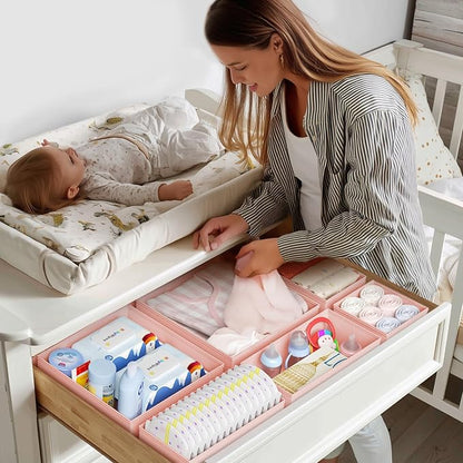 DIMJ Drawer Organizer Clothes Storage - 20 Pack Baby Dresser Organizer for Nursery, Foldable Closet Drawer Organizer Bins for Bedroom Organization, Fabric Storage Dividers for Socks, Underwears, Bras