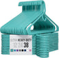 NEATERIZE Thick Heavy Duty Hangers - Aqua Plastic Clothes Hangers 38 Pack - Great for Coat Hanger, Jackets Jeans & Suit Hanger for Closet - New Apartment Essentials Percheros Ganchos para Colgar Ropa