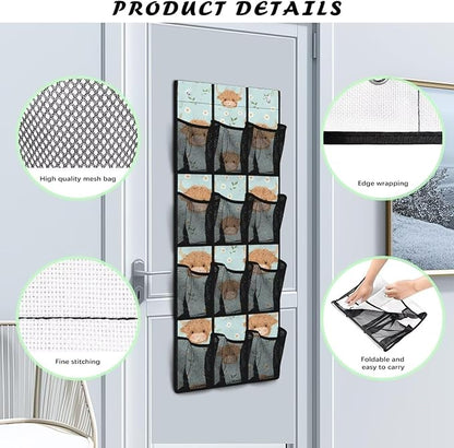 Plateau Cattle Over The Door Organizer Decor Nursery Storage with 12 Large Pockets,Nursery Organizers and Storage,Stable Spice Rack for Kitchen,Behind Door Bag for Bathroom,Bedroom