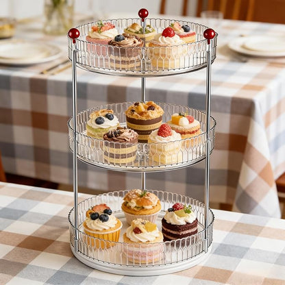Transparent Cosmetic Makeup Perfume Tray Kitchen Bathroom Desktop Multi-Functional Storage Display 3Tier