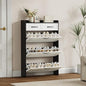 Shoe Cabinet with 3 Large Flip Drawers & 2 Storage Drawers, Narrow Shoe Organizer Cabinet Fits for Kinds of Shoes, Slim Shoe Storage Cabinet for Entryway, Hallway, Bedroom, Black and White
