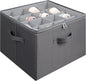 Fabric Shoe Organizer for Closet, Foldable Shoe Storage Bins with Clear Cover, Shoe Container with Adjustable Dividers, Fits up to 16 Pairs, Gray