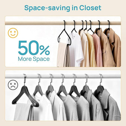 Vtopmart 20 Pack Plastic Clothes Hangers, 16.7in Standard StackFit Hangers for T-Shirt, Coats, Jackets, Sweaters, Non-Slip Slim Hanger with Hooks, Space-Saving in Closet, Durable Clothes Organizers