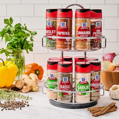 McCormick Spice Rack, Two Tier Chrome, Featuring 16 Herbs & Spices for Everyday Cooking, Great Gift for Housewarming, Wedding & Bridal Shower, 26.09 oz
