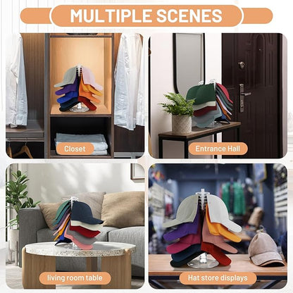 Hat Stand for Baseball Caps, Acrylic Hat Stand Holder Organizer, No Install Hat Racks for Display Storage 48 Baseball Caps for Bedroom, Closet, Dresser, 2PCS