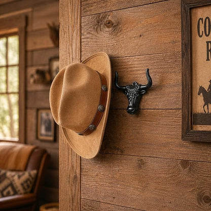 Cowboy Hat Rack Wall Mount 2PC Cowboy Hat Holder Hooks Western Hat Rack Metal Cowboy Hat Hooks Rustic Western Decor Hat Hanger