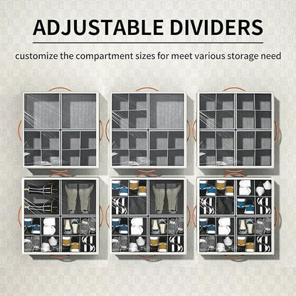 Aokeyee Shoe Organizer for Closet,2 Pack Foldable Shoe Storage Organizer Box Bin with Adjustable Dividers and Clear Cover, Fits up to 16-32 Pairs