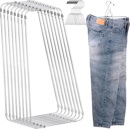Colingmill 8 Sets Pants Stretcher Wrinkle Free Pants Hangers Hang to Dry Stretchers for Creased Wrinkle Free Slacks Without Ironing (Silvery)
