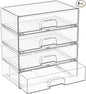 Yieach 12.2''W Clear Stackable Storage Drawers,4 Pack Acrylic Drawers,Bathroom Organizer Bin and Plastic Makeup Organizer,Clear Stacking Brightroom Storage Boxes for Vanity,Cabinet,Pantry Organization