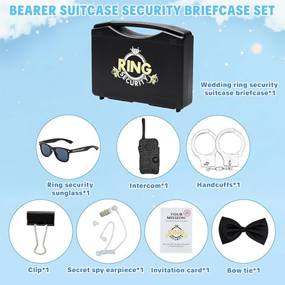 Ring Security Wedding Ring Bearer Briefcase-Padded Slits Holder,Bearer Gifts Security Box for Proposal Ceremony Wedding Day,Special Agent Guard Protector Case for Boys Kids(Pp Suitcase)