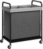 ELYKEN Laundry Hamper 2 Section, 100L Rolling Laundry Sorter with Removable Liner Bag, Laundry Basket with Wheels, Steel Frame with Metal Handle, Clothes Hamper Cart for Laundry Room & Bedroom