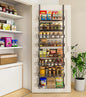 Mefirt Over The Door Pantry Organizer, Wall Mount Spice Rack, Pantry Hanging Storage and Organization, 8 Adjustable Baskets Heavy-Duty Metal for Home & Kitchen, Back of Door Seasoning Rack - Black