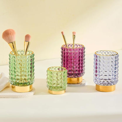 Makeup Brush Holder Organizer,Toothbrush Holders,Desk Pen Pencil Holder,Multifunctional Vintage Glass Brush Cup(A38-2-US/Green/L)