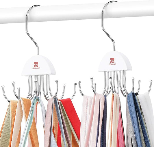 ZEDODIER 2 Pack Tank Top Hanger, Rotatable Bra Organzier for Closet, Max 48 Storage Capacity Sport Bra Holder, Space Saving Closet Organizers and Storage, White