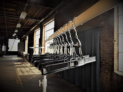 NAHANCO 10” Non Slip Metal Skirt/Pant Hanger with Rubberized Clamp, Black - 12 Pack