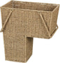 Household Essentials Wicker Stair Basket with Handles, Handwoven Seagrass, Natural